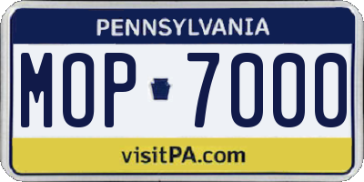 PA license plate MOP7000