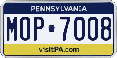PA license plate MOP7008