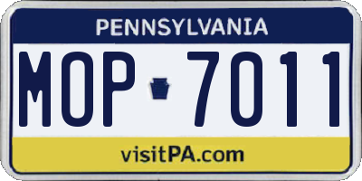 PA license plate MOP7011