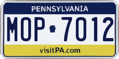 PA license plate MOP7012