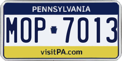 PA license plate MOP7013
