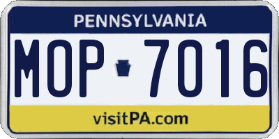 PA license plate MOP7016
