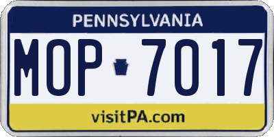 PA license plate MOP7017