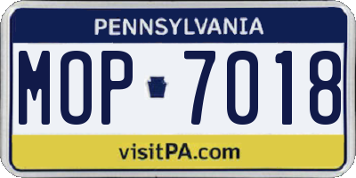 PA license plate MOP7018