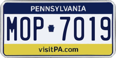 PA license plate MOP7019