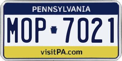 PA license plate MOP7021