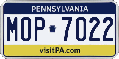 PA license plate MOP7022