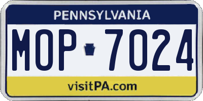 PA license plate MOP7024