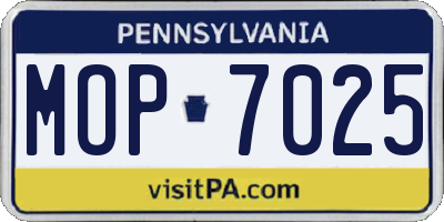 PA license plate MOP7025