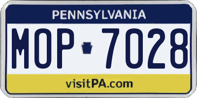 PA license plate MOP7028