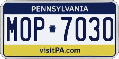 PA license plate MOP7030