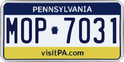 PA license plate MOP7031