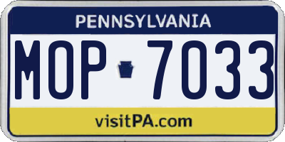 PA license plate MOP7033