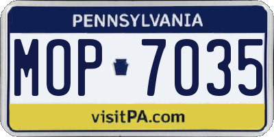 PA license plate MOP7035