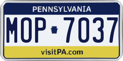 PA license plate MOP7037
