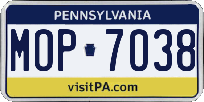 PA license plate MOP7038
