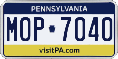 PA license plate MOP7040