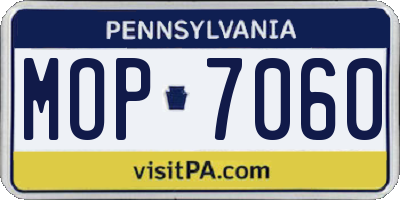 PA license plate MOP7060