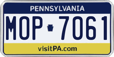 PA license plate MOP7061