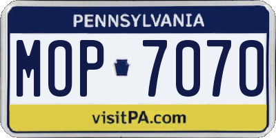 PA license plate MOP7070