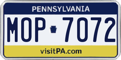 PA license plate MOP7072