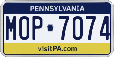 PA license plate MOP7074