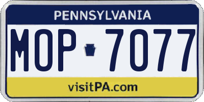 PA license plate MOP7077