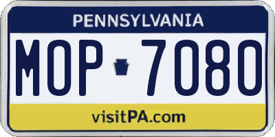 PA license plate MOP7080
