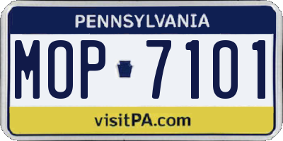 PA license plate MOP7101