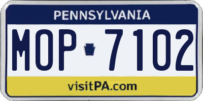 PA license plate MOP7102