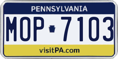 PA license plate MOP7103