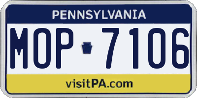 PA license plate MOP7106