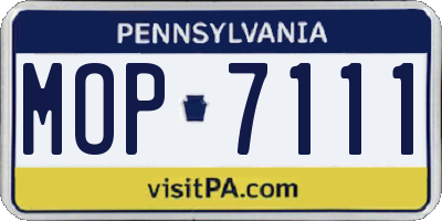 PA license plate MOP7111