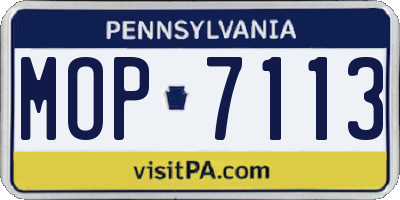 PA license plate MOP7113