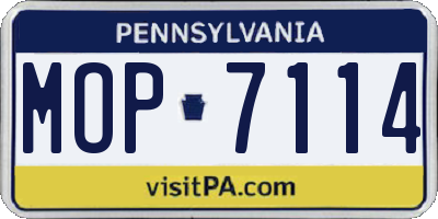 PA license plate MOP7114
