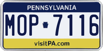PA license plate MOP7116