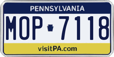PA license plate MOP7118