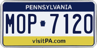 PA license plate MOP7120