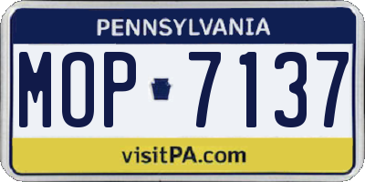 PA license plate MOP7137