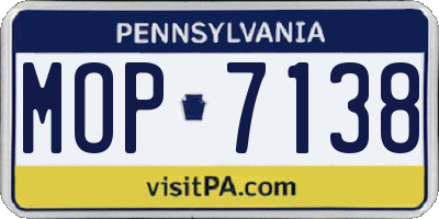 PA license plate MOP7138
