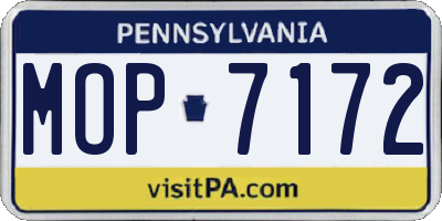 PA license plate MOP7172