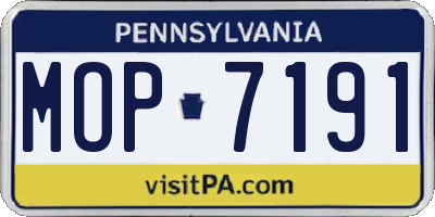 PA license plate MOP7191
