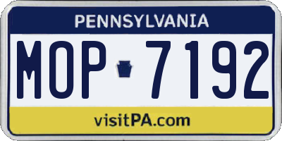 PA license plate MOP7192