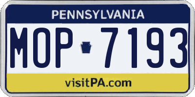 PA license plate MOP7193