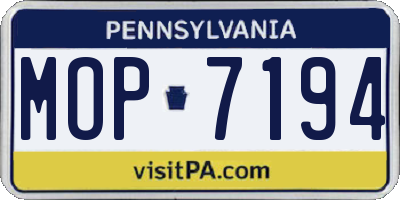 PA license plate MOP7194