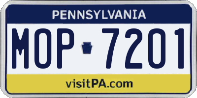 PA license plate MOP7201