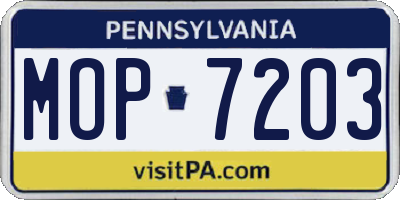 PA license plate MOP7203
