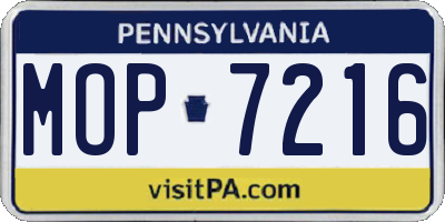 PA license plate MOP7216