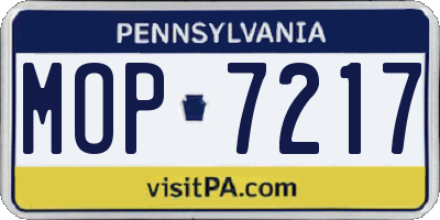 PA license plate MOP7217