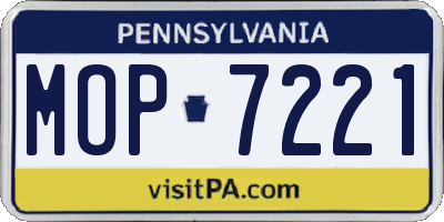PA license plate MOP7221